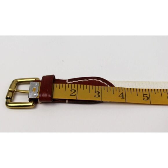 ITALIAN BROWN GENUINE LEATHER 1 1/4"Wd CREAM CANVAS GOLF MEN'S BELT 42-44 (67M - Picture 8 of 11